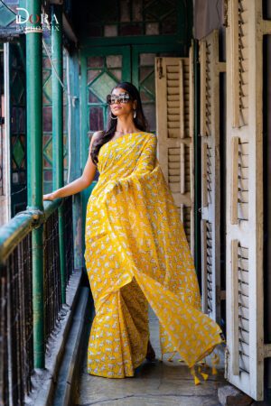 Snowy - Screen Print Saree on Begumpur Cotton