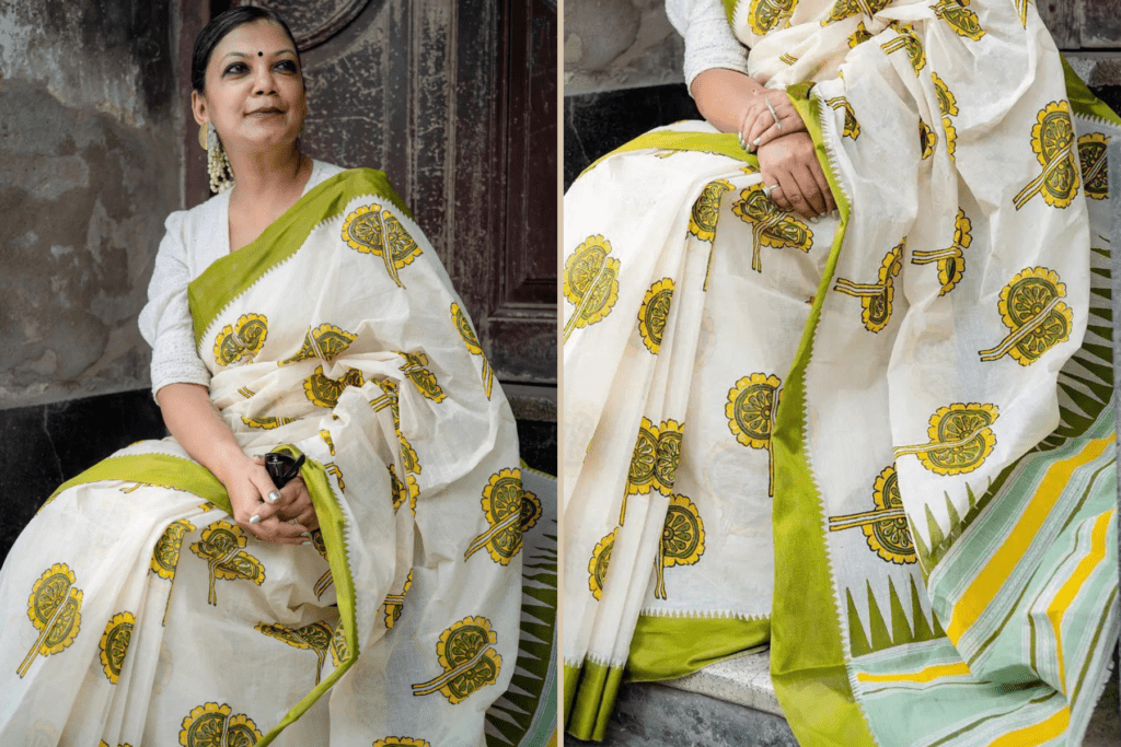 hand-block print sarees