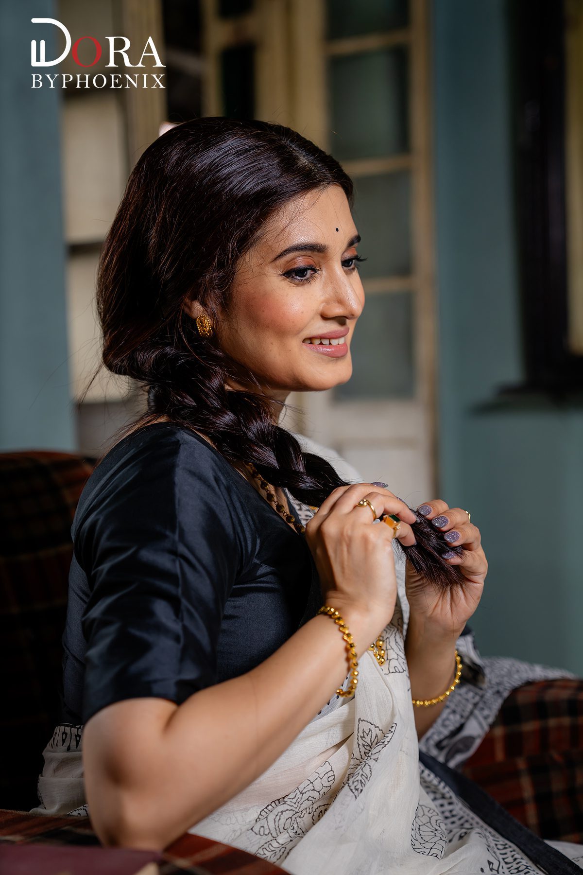 Brown - Rangoli Jamdani Cotton Blouse Piece