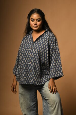 Blue Bloom : Hand Block Print in Pure Cotton