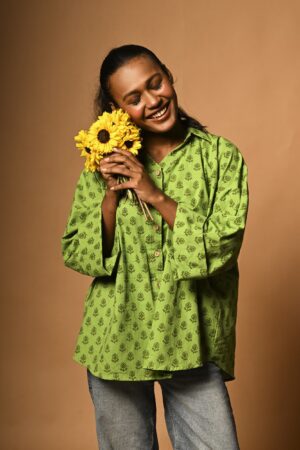 Meadow Green : Hand Block Print in Pure Cotton