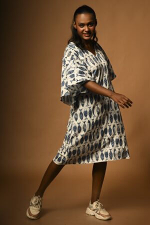 Tidal Iris: Hand Block Print in Pure Cotton